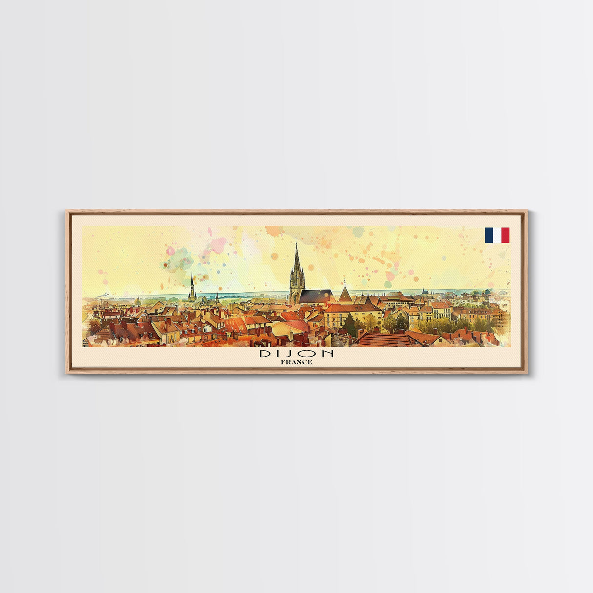 Dijon France Travel Art, City Art, Framed Canvas Print or Metal Wall Art, Europe Travel Poster, Panoramic Wall Art, Extra Wide Wall Art