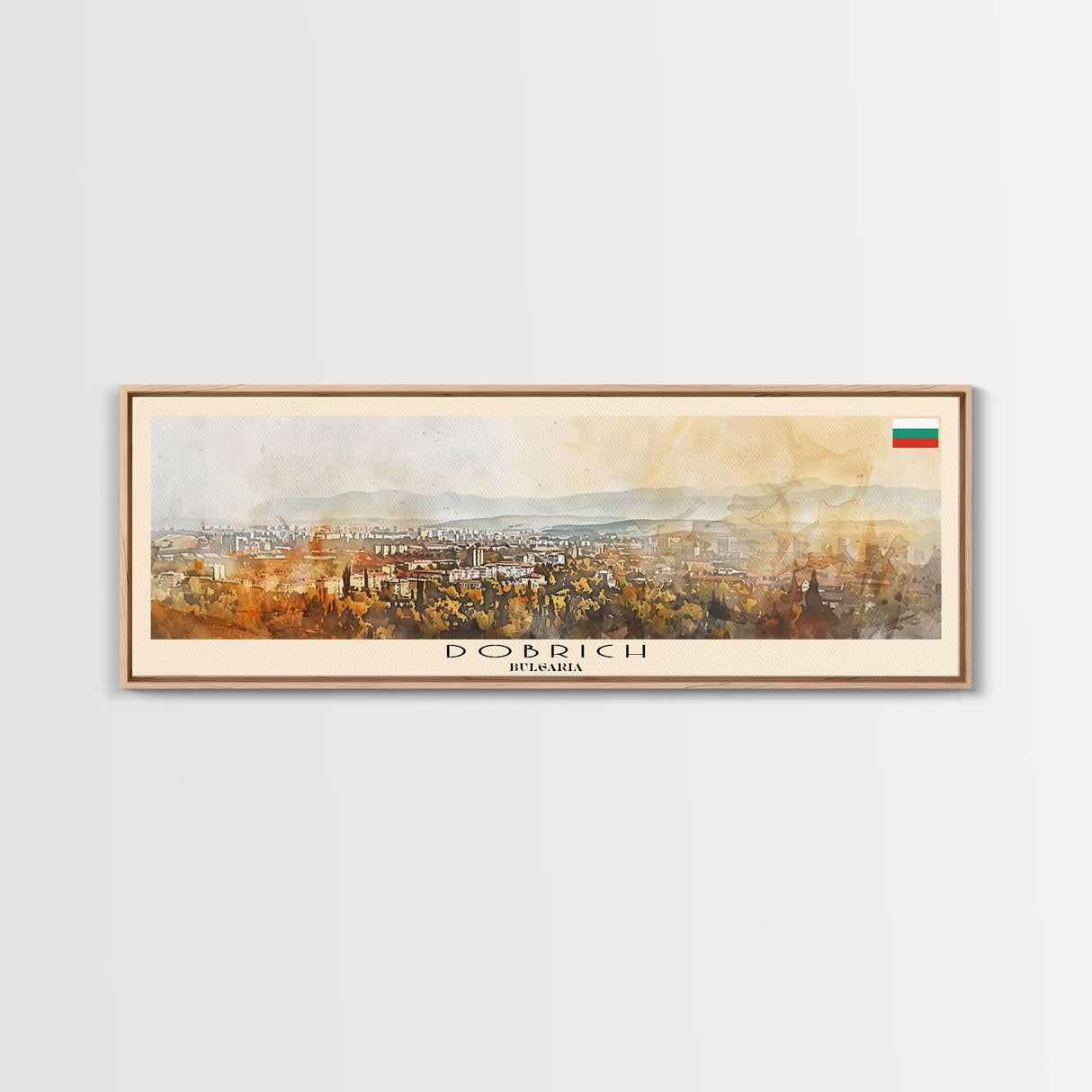 Dobrich Bulgaria Travel Art, City Art, Framed Canvas Print or Metal Wall Art, Europe Travel Poster, Panoramic Wall Art, Extra Wide Wall Art