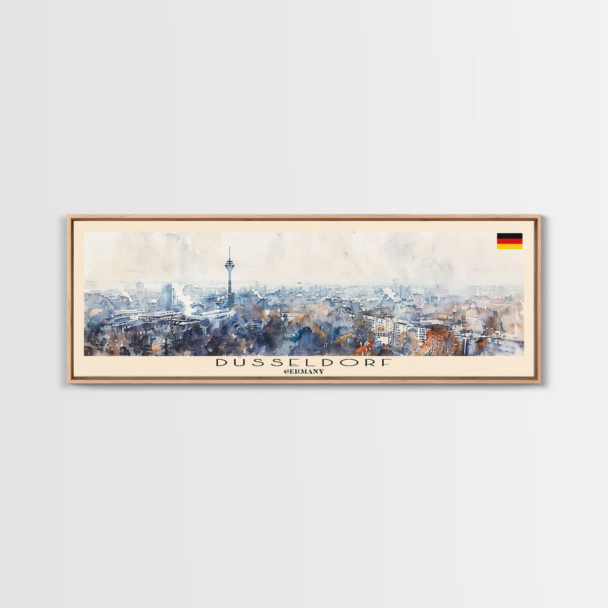 Dusseldorf Germany Travel Art, City Art, Framed Canvas Print or Metal Wall Art, Europe Travel Poster, Panoramic Wall Art, Extra Wide Wall Art