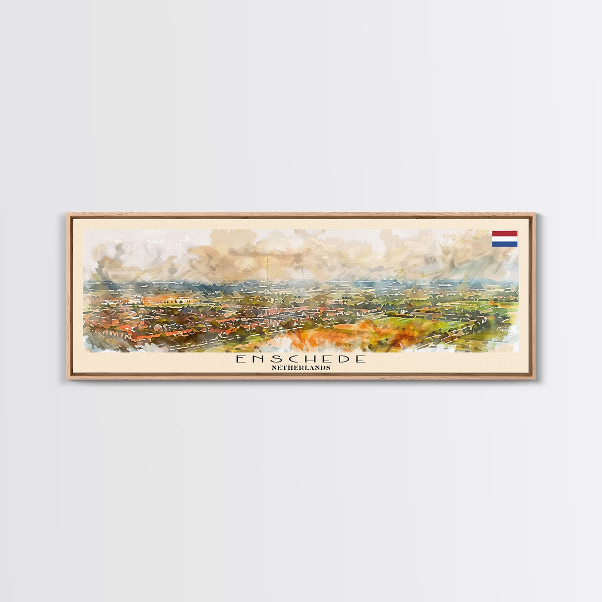 Enschede Netherlands Wall Art, Panoramic Travel Poster, Panoramic Framed Canvas Print, City Wall Art, Wall Hanging Home Decor, Travel Art