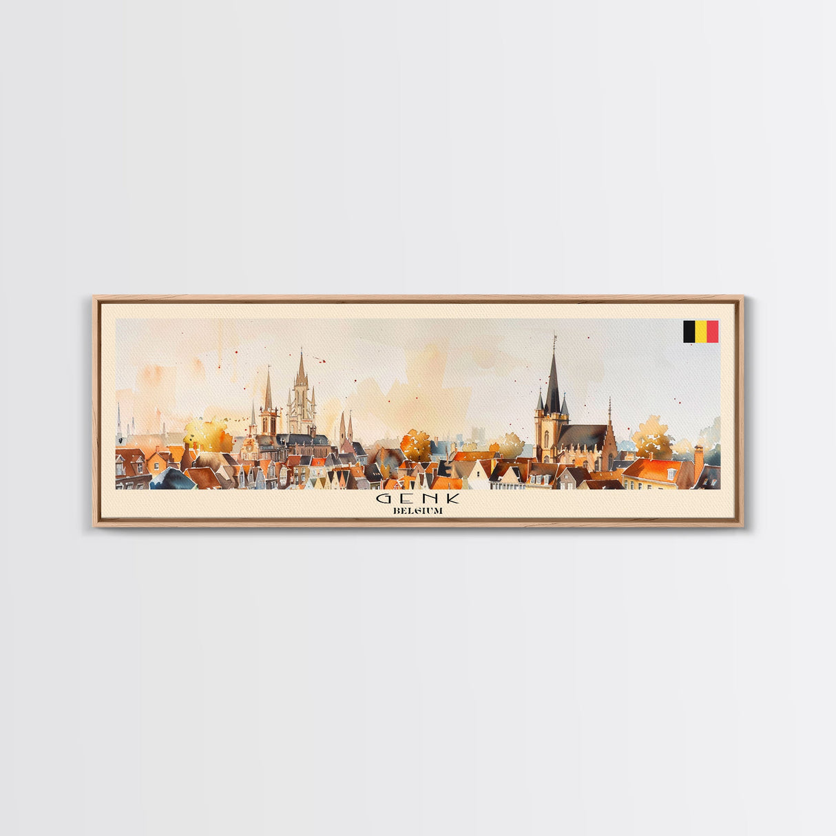 Genk Belgium Travel Print Wall Art, Panoramic City Art, Travel Art, Wall Decor, Vacation Gift, Framed Canvas Print Or Metal Art