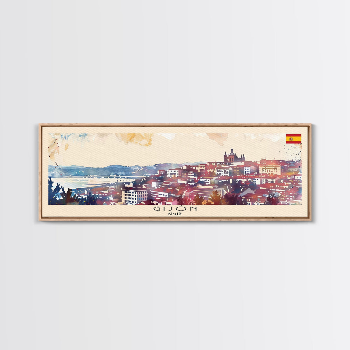 Gijón Spain Travel Print Wall Art, Panoramic City Art, Travel Art, Wall Decor, Vacation Gift, Framed Canvas Print Or Metal Art