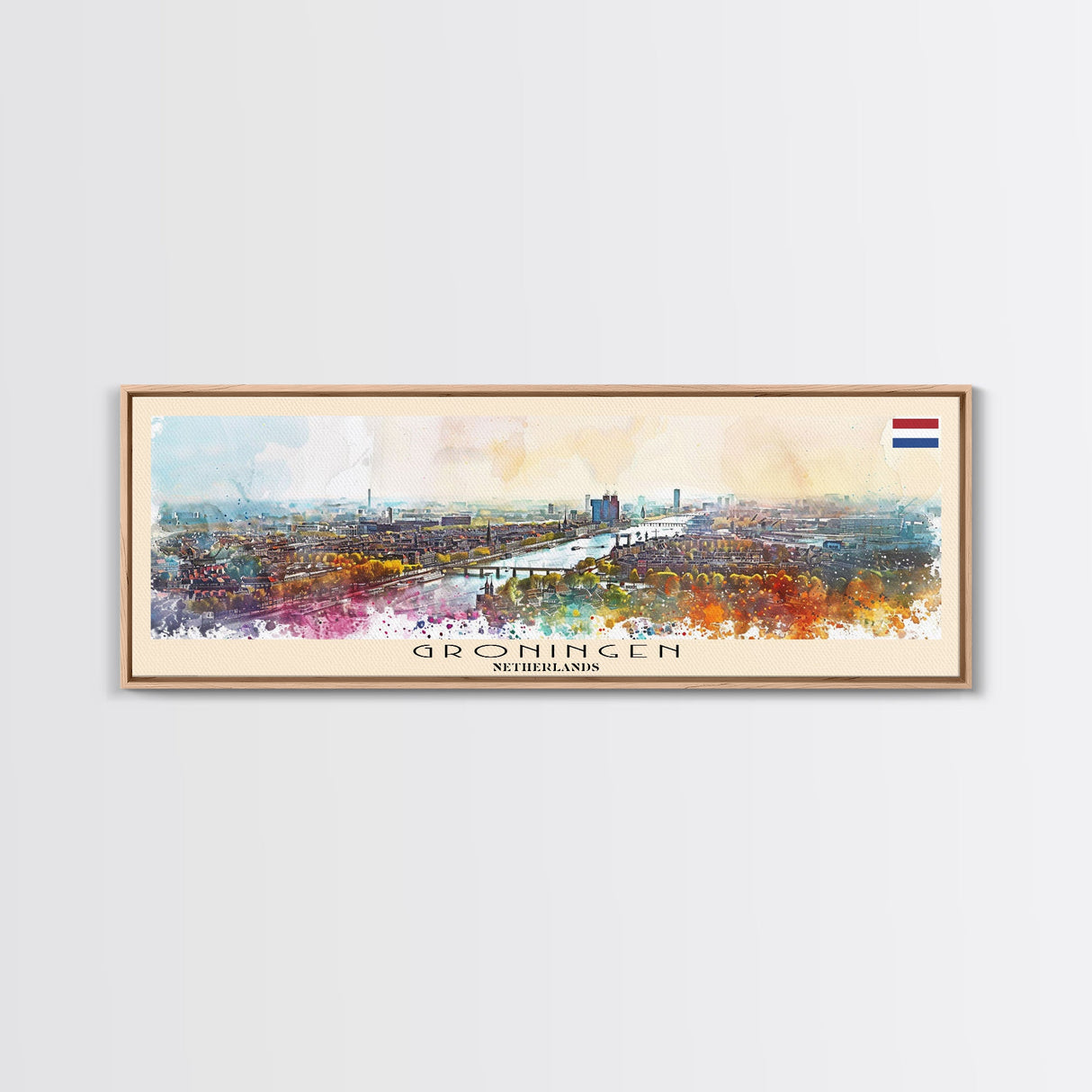 Groningen Netherlands Travel Art, City Art, Framed Canvas Print or Metal Wall Art, Europe Travel Poster, Panoramic Wall Art, Extra Wide Wall Art