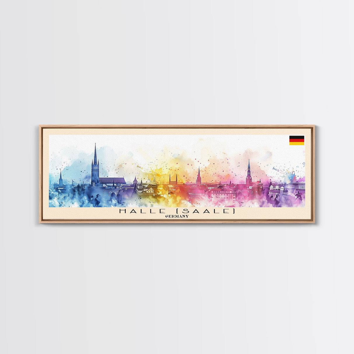 Halle Saale Germany Wall Art, Panoramic Travel Poster, Panoramic Framed Canvas Print, City Wall Art, Wall Hanging Home Decor, Travel Art