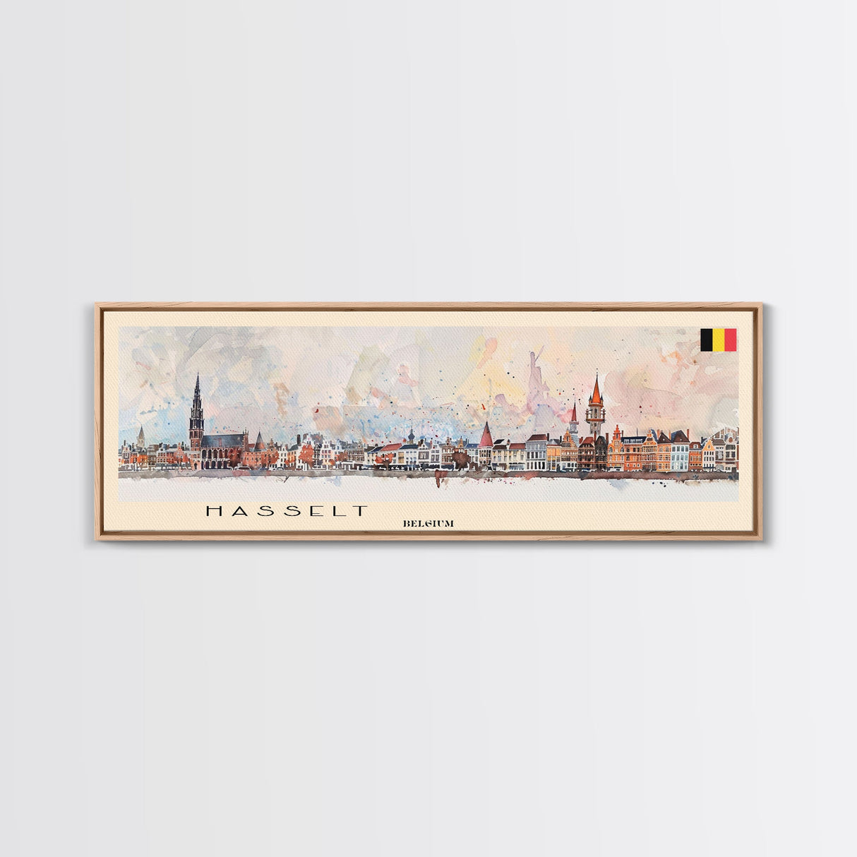 Hasselt Belgium Wall Art, Panoramic Travel Poster, Panoramic Framed Canvas Print, City Wall Art, Wall Hanging Home Decor, Travel Art