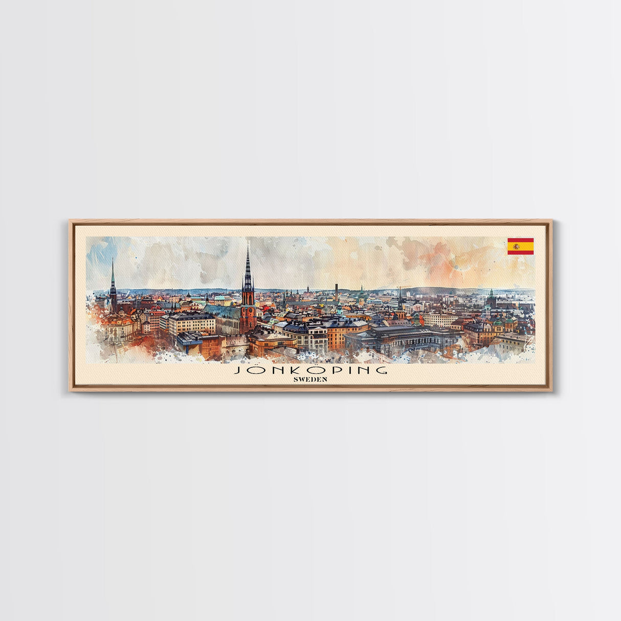 Jonkoping Sweden Travel Print Wall Art, Panoramic City Art, Travel Art, Wall Decor, Vacation Gift, Framed Canvas Print Or Metal Art