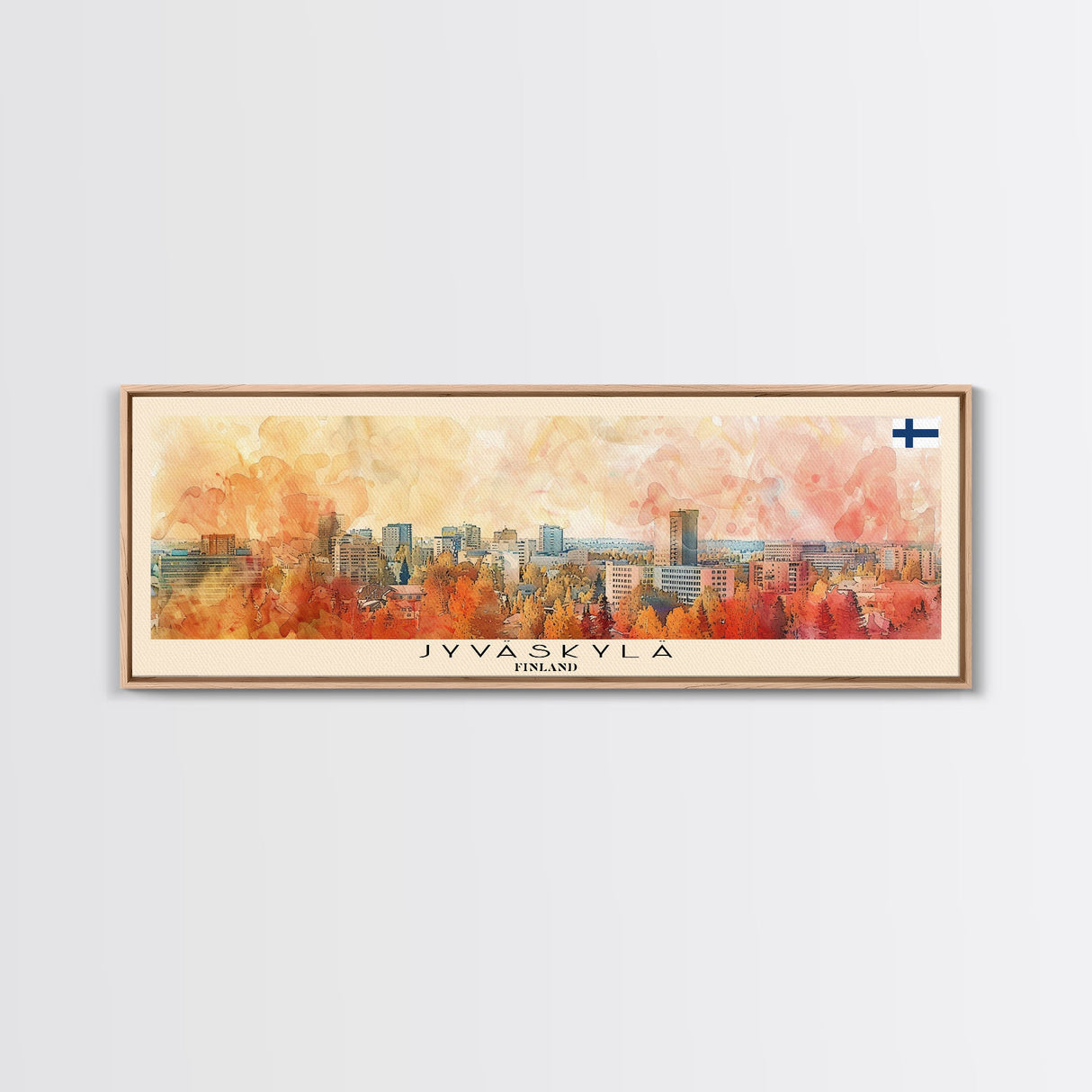 Jyvaskyla Finland Travel Art, City Art, Framed Canvas Print or Metal Wall Art, Europe Travel Poster, Panoramic Wall Art, Extra Wide Wall Art