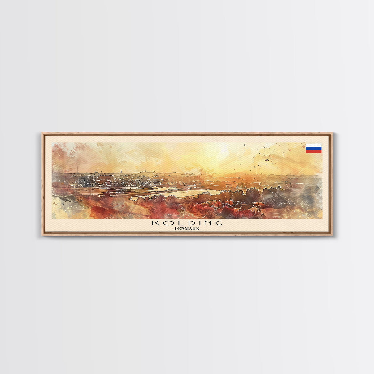 Kolding Denmark Travel Print Wall Art, Panoramic City Art, Travel Art, Wall Decor, Vacation Gift, Framed Canvas Print Or Metal Art