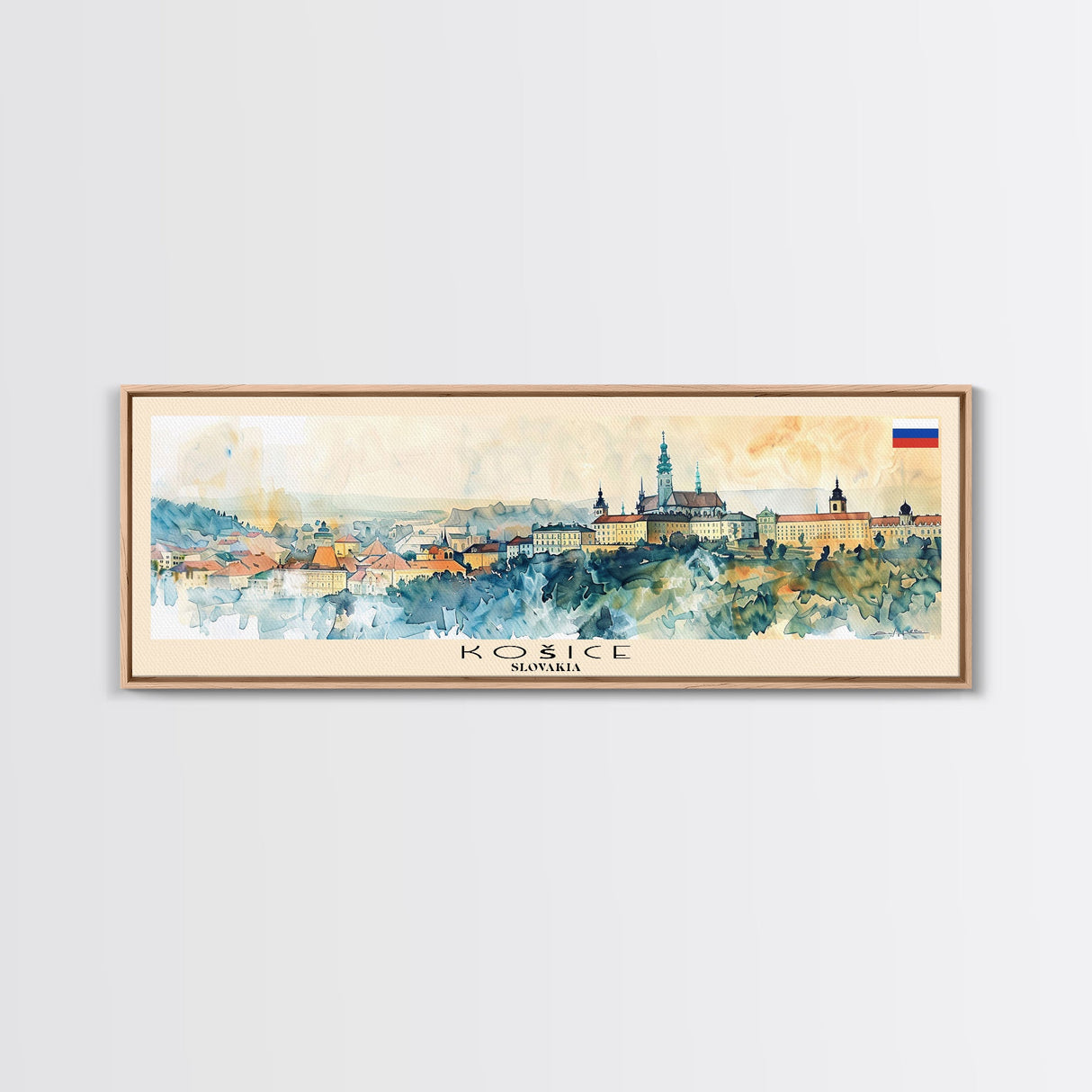 Kosice Slovakia Travel Art, City Art, Framed Canvas Print or Metal Wall Art, Europe Travel Poster, Panoramic Wall Art, Extra Wide Wall Art