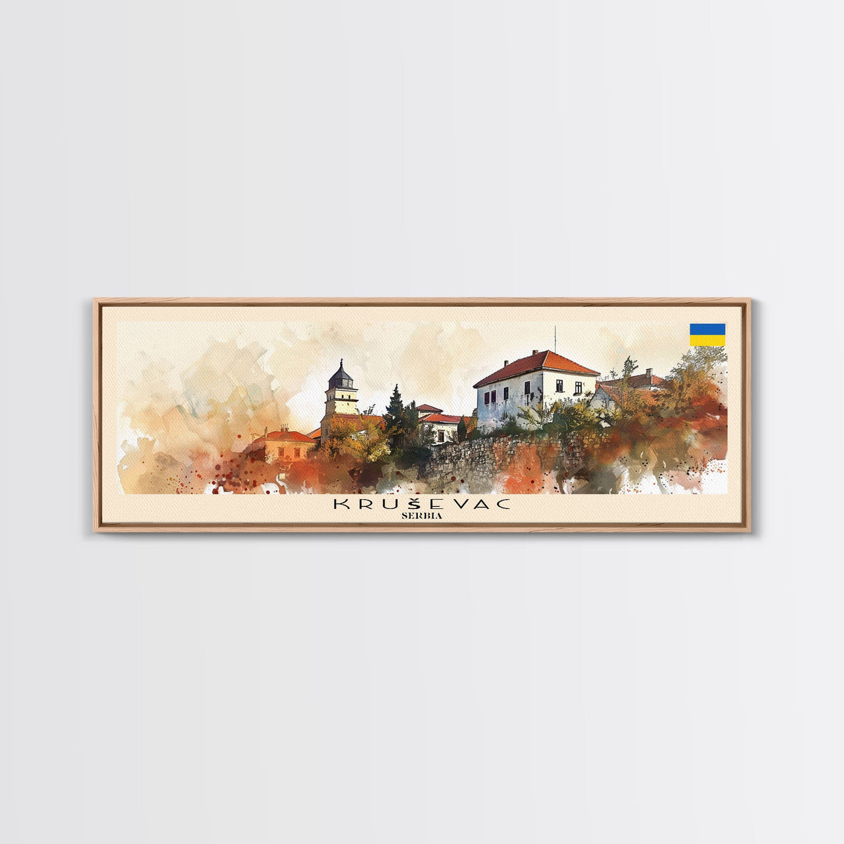 Kruevac Serbia Travel Art, City Art, Framed Canvas Print or Metal Wall Art, Europe Travel Poster, Panoramic Wall Art, Extra Wide Wall Art