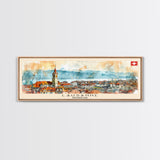 Lausanne Switzerland Travel Print Wall Art, Panoramic City Art, Travel Art, Wall Decor, Vacation Gift, Framed Canvas Print Or Metal Art