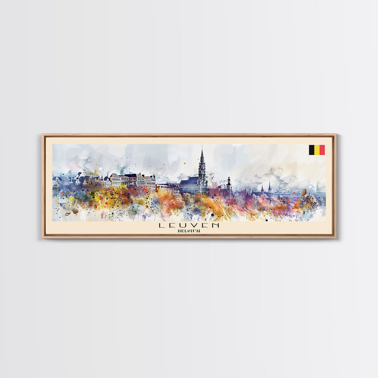 Leuven Belgium Wall Art, Panoramic Travel Poster, Panoramic Framed Canvas Print, City Wall Art, Wall Hanging Home Decor, Travel Art