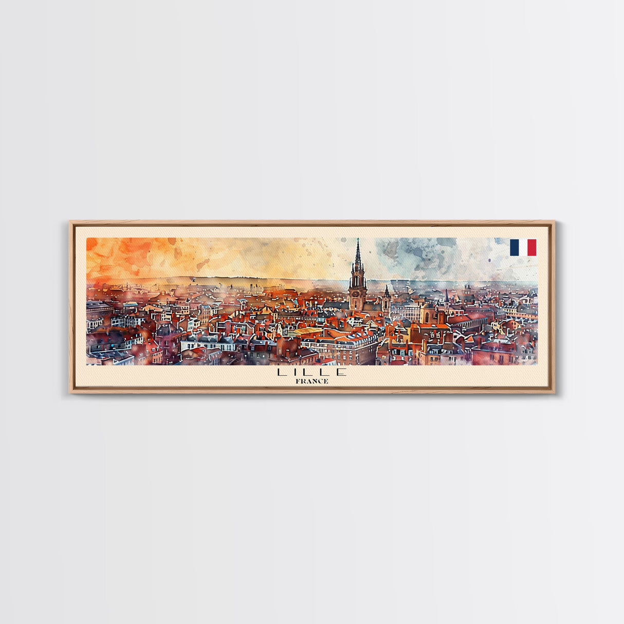 Lille France Wall Art, Panoramic Travel Poster, Panoramic Framed Canvas Print, City Wall Art, Wall Hanging Home Decor, Travel Art