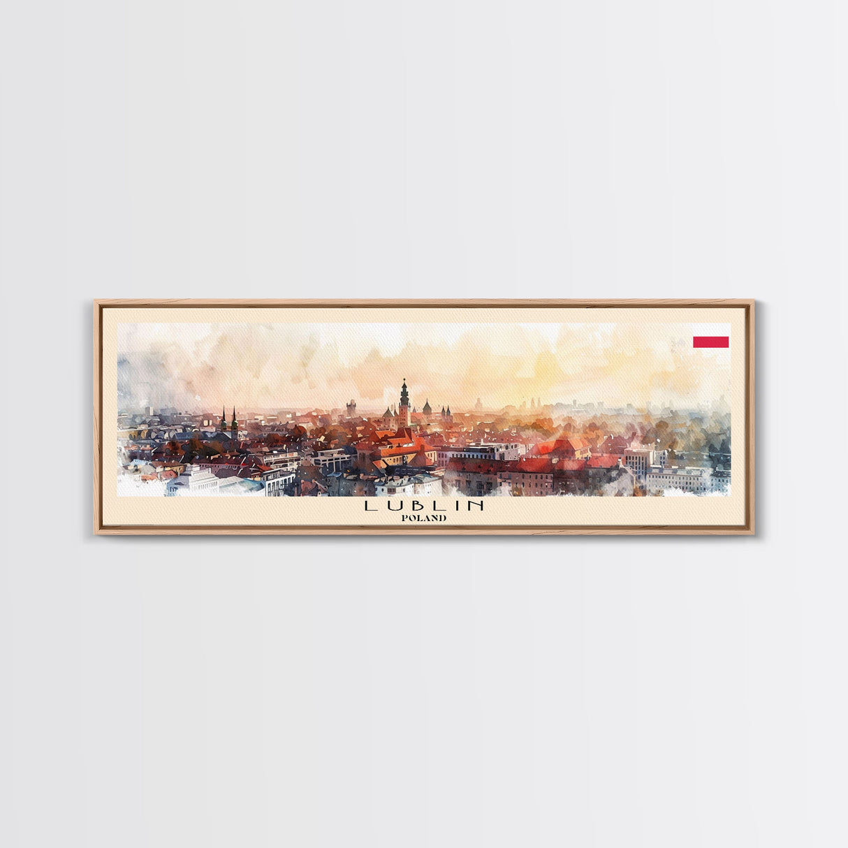 Lublin Poland Travel Print Wall Art, Panoramic City Art, Travel Art, Wall Decor, Vacation Gift, Framed Canvas Print Or Metal Art