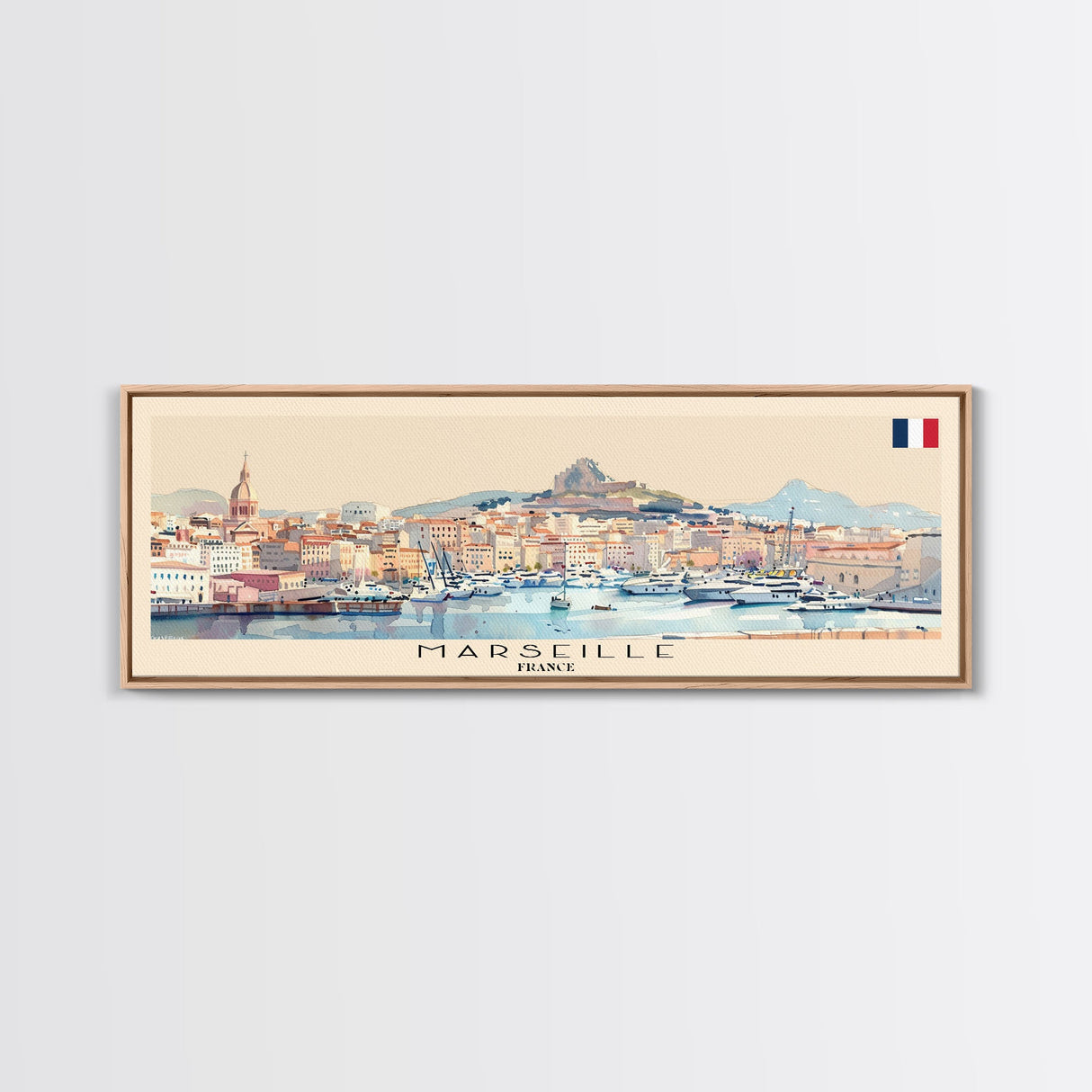 Marseille France Travel Print Wall Art, Panoramic City Art, Travel Art, Wall Decor, Vacation Gift, Framed Canvas Print Or Metal Art