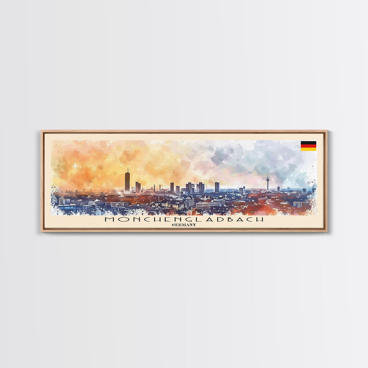 Monchengladbach Germany Travel Art, City Art, Framed Canvas Print or Metal Wall Art, Europe Travel Poster, Panoramic Wall Art, Extra Wide Wall Art