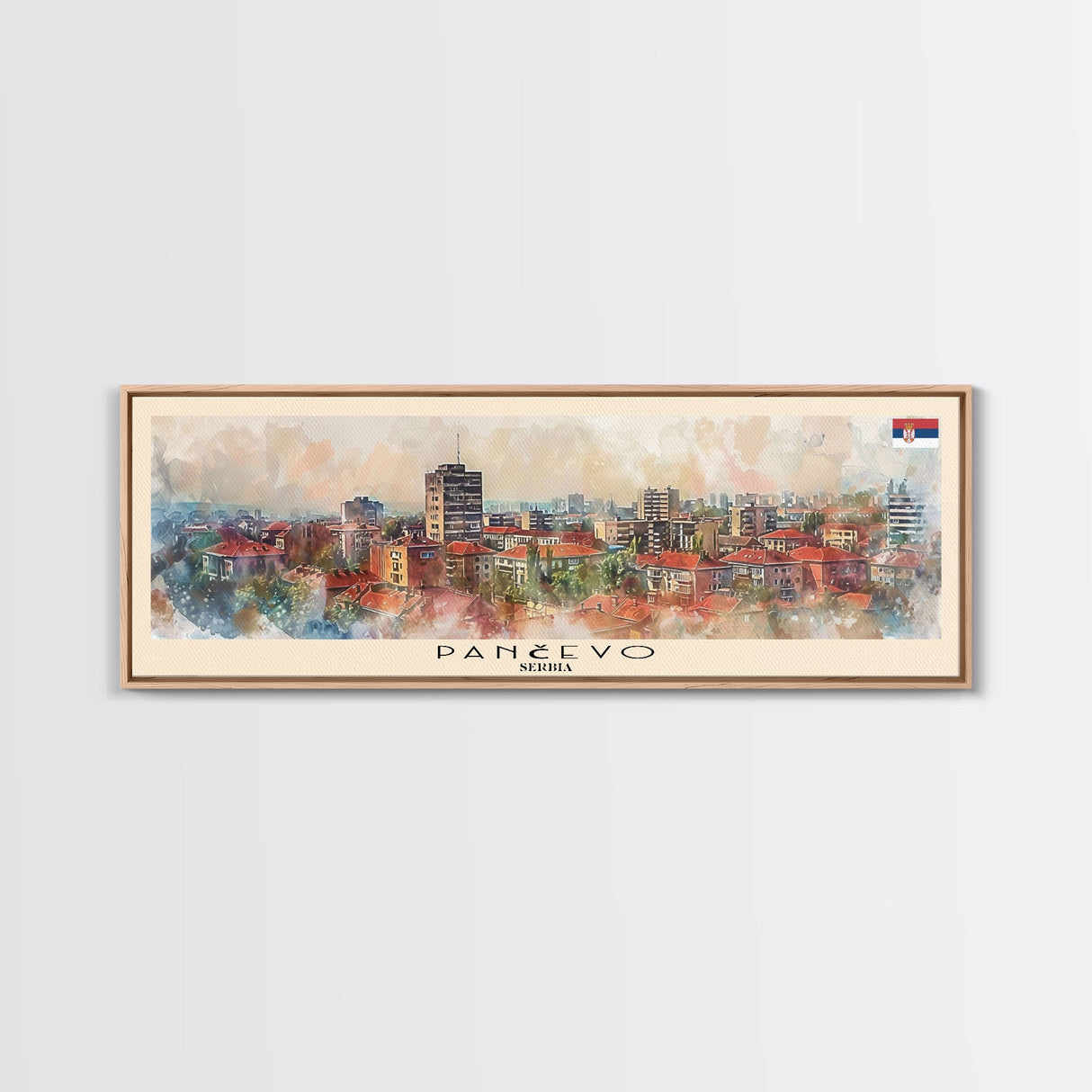 Panevo Serbia Wall Art, Panoramic Travel Poster, Panoramic Framed Canvas Print, City Wall Art, Wall Hanging Home Decor, Travel Art