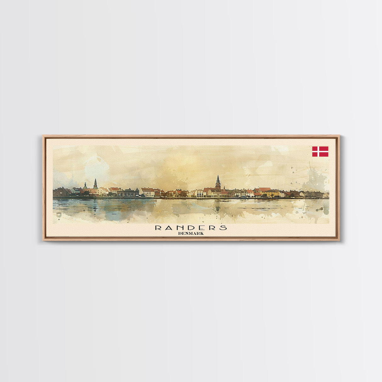 Randers Denmark Travel Art, City Art, Framed Canvas Print or Metal Wall Art, Europe Travel Poster, Panoramic Wall Art, Extra Wide Wall Art