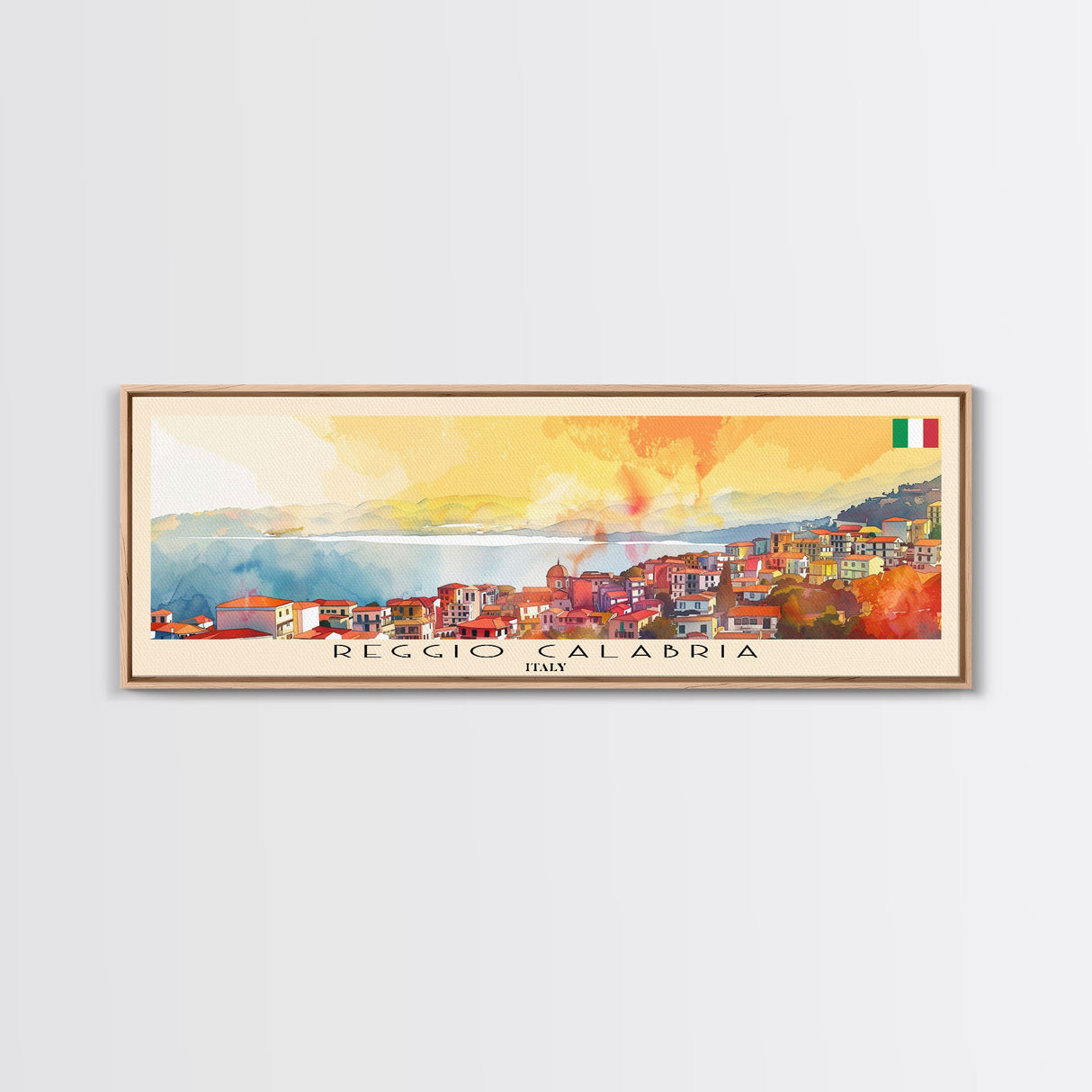 Reggio Calabria Wall Art, Panoramic Travel Poster, Panoramic Framed Canvas Print, City Wall Art, Wall Hanging Home Decor, Travel Art