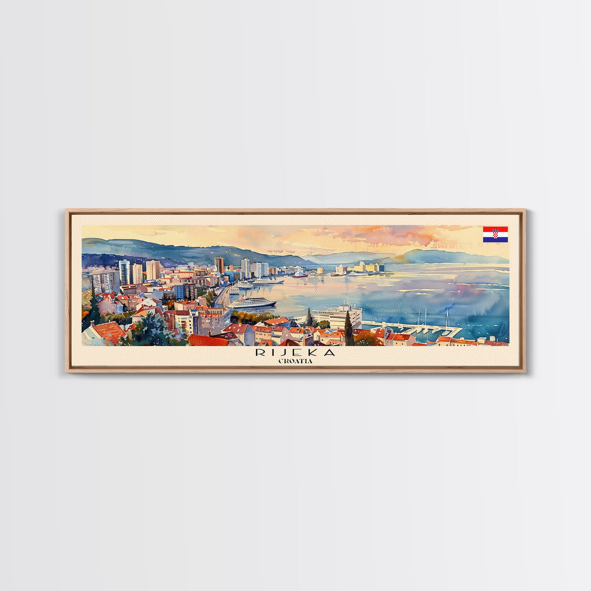 Rijeka Croatia Travel Print Wall Art, Panoramic City Art, Travel Art, Wall Decor, Vacation Gift, Framed Canvas Print Or Metal Art