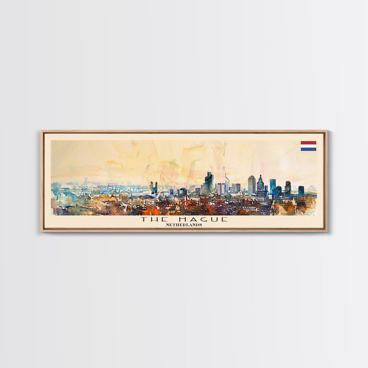 The Hague Netherlands Travel Print Wall Art, Panoramic City Art, Travel Art, Wall Decor, Vacation Gift, Framed Canvas Print Or Metal Art