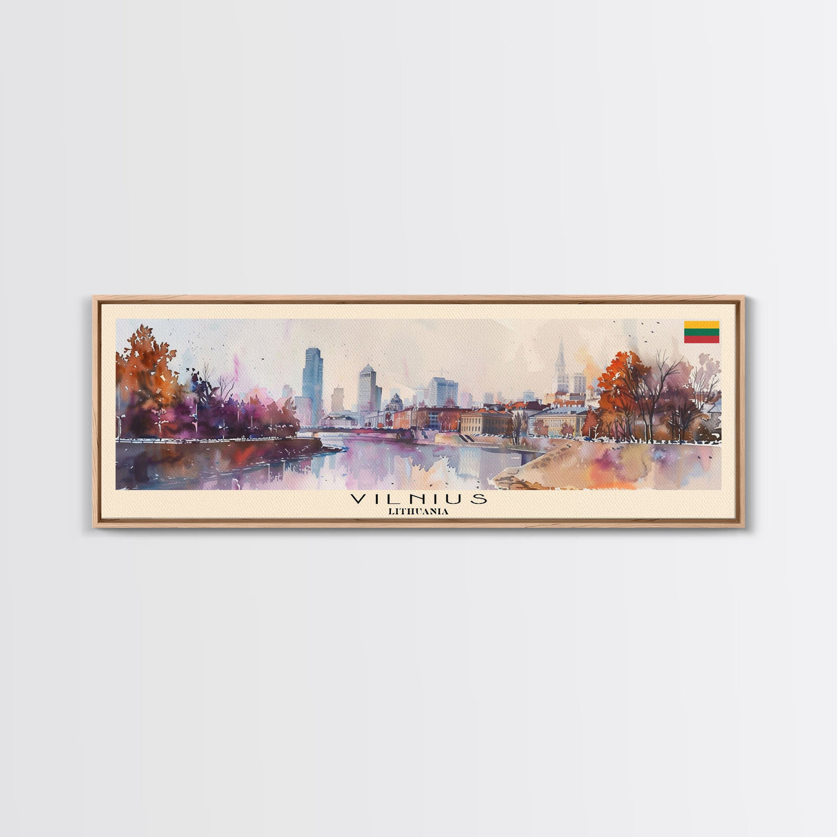 Vilnius Lithuania Wall Art, Panoramic Travel Poster, Panoramic Framed Canvas Print, City Wall Art, Wall Hanging Home Decor, Travel Art