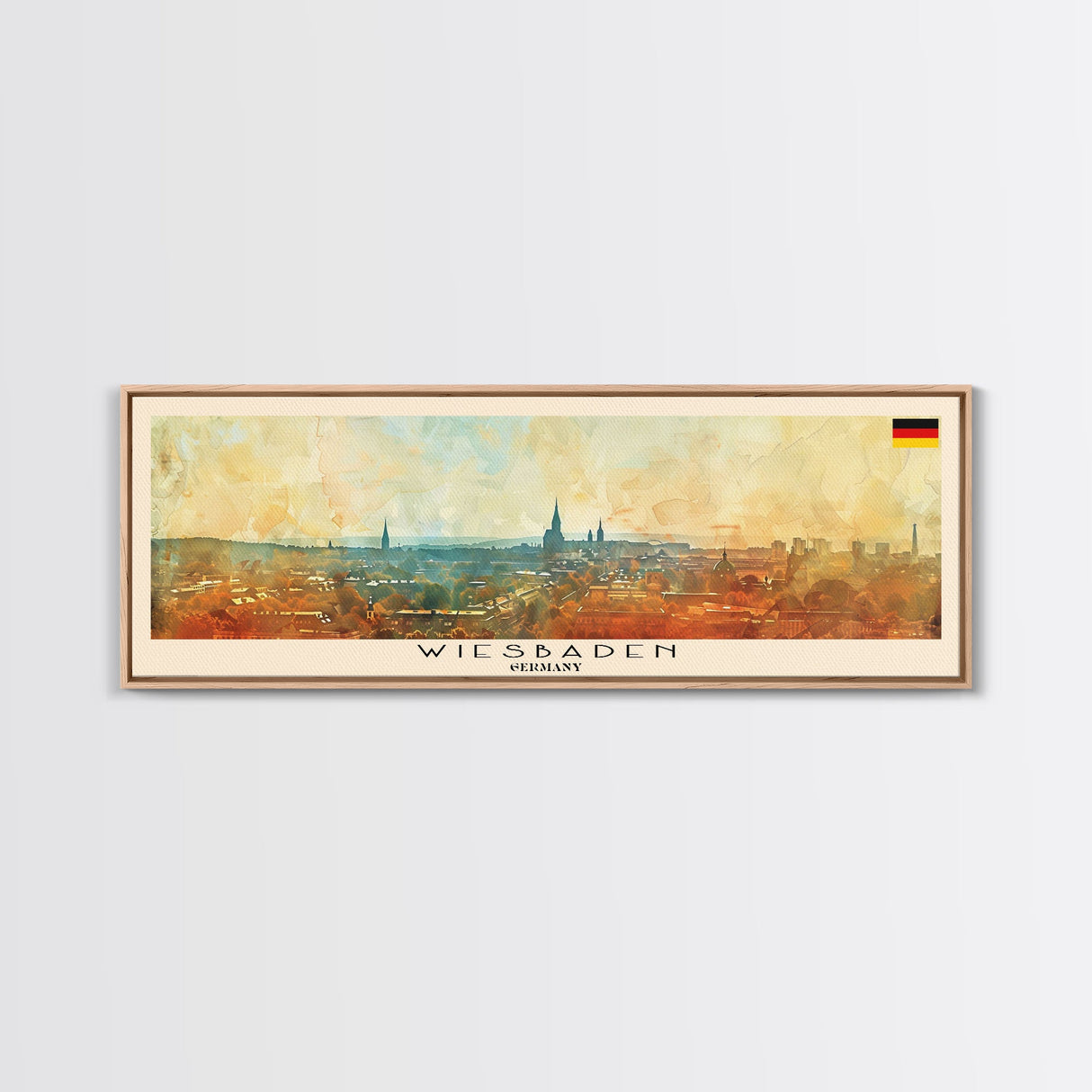 Wiesbaden Germany Travel Print Wall Art, Panoramic City Art, Travel Art, Wall Decor, Vacation Gift, Framed Canvas Print Or Metal Art