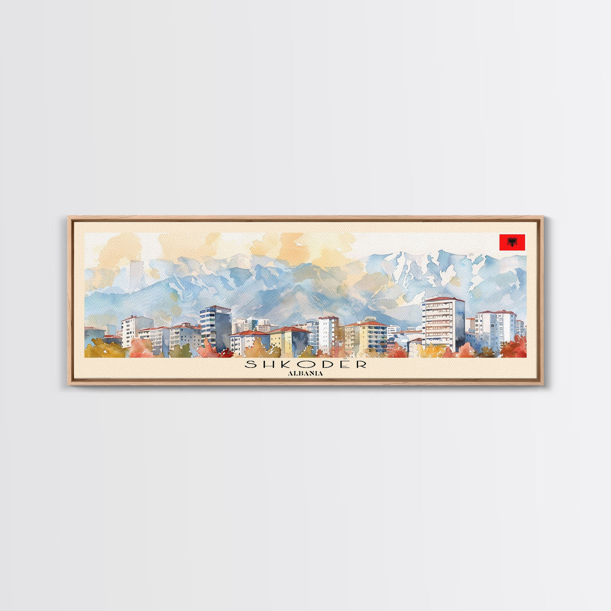 Shkodr Albania Travel Print Wall Art, Panoramic City Art, Travel Art, Wall Decor, Vacation Gift, Framed Canvas Print Or Metal Art