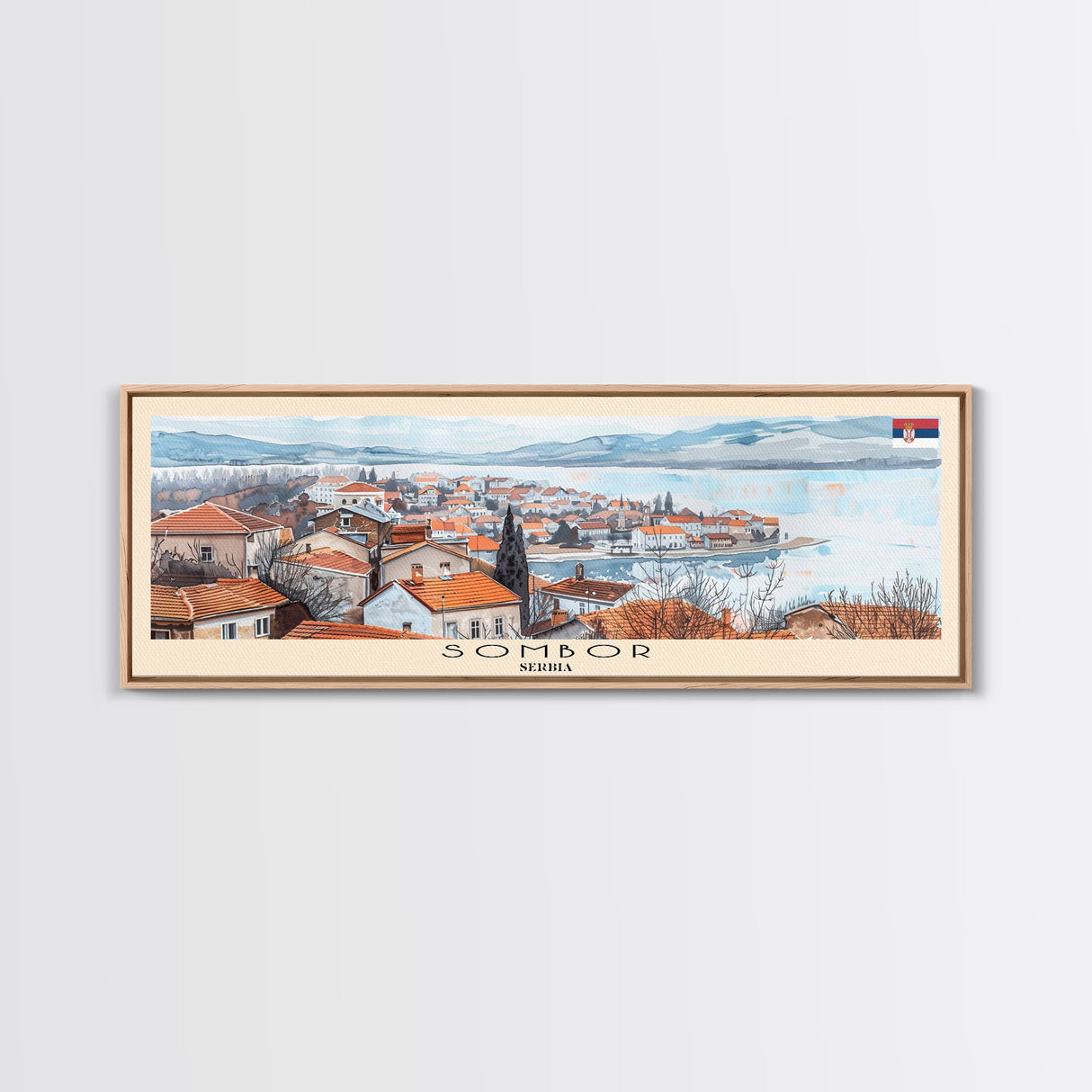 Sombor Serbia Travel Print Wall Art, Panoramic City Art, Travel Art, Wall Decor, Vacation Gift, Framed Canvas Print Or Metal Art