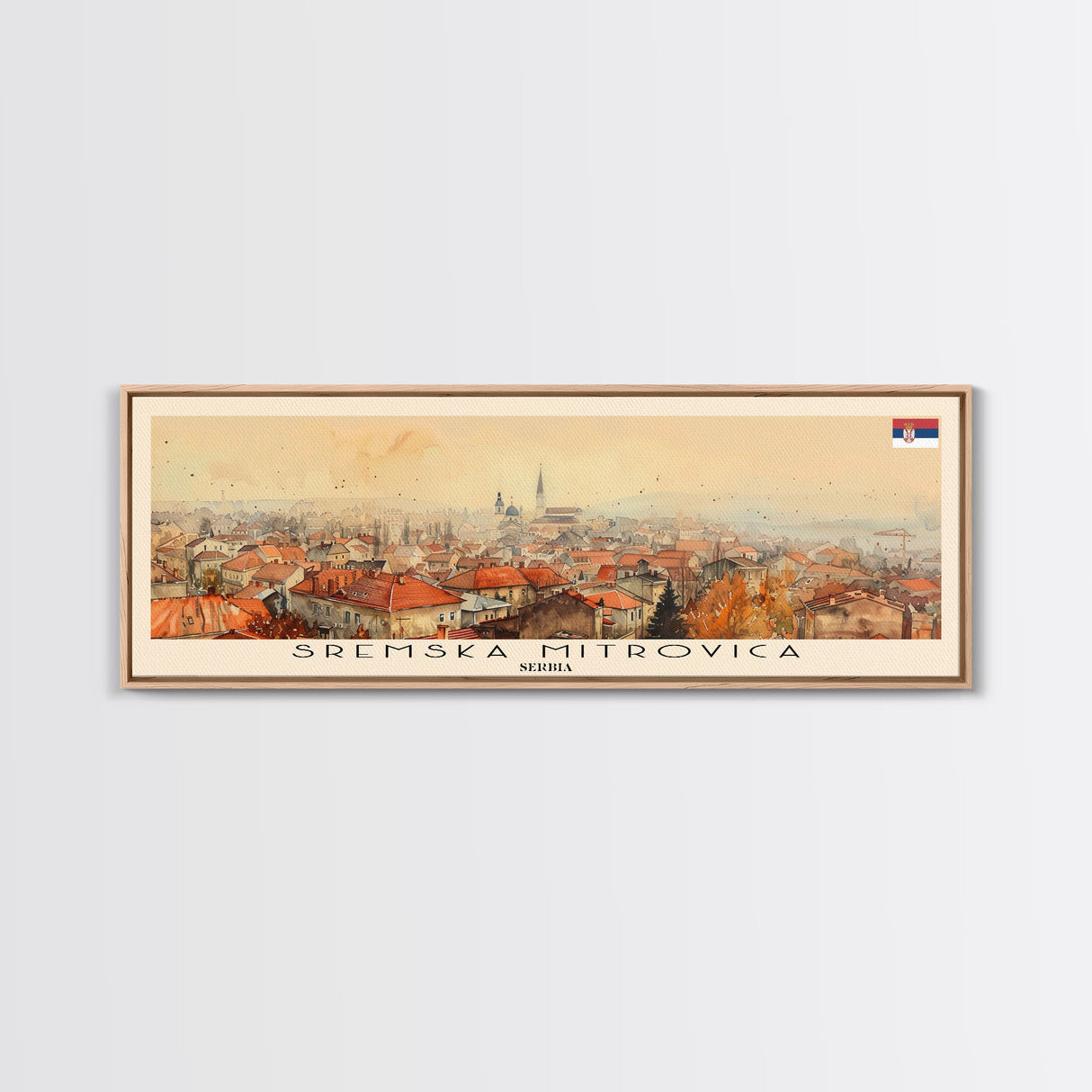 Sremska Mitrovica Serbia Travel Art, City Art, Framed Canvas Print or Metal Wall Art, Europe Travel Poster, Panoramic Wall Art, Extra Wide Wall Art