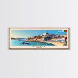 Almada  Portugal Travel Art, City Art, Framed Canvas Print or Metal Wall Art, Europe Travel Poster, Panoramic Wall Art, Extra Wide Wall Art