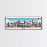 Antwerp Belgium Wall Art, Panoramic Travel Poster, Panoramic Framed Canvas Print, City Wall Art, Wall Hanging Home Decor, Travel Art