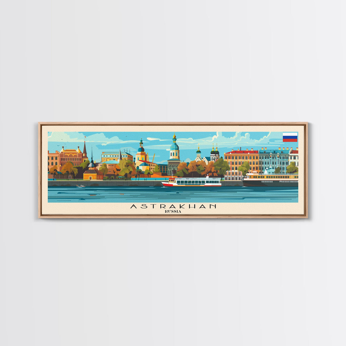 Astrakhan Russia Travel Print Wall Art, Panoramic City Art, Travel Art, Wall Decor, Vacation Gift, Framed Canvas Print Or Metal Art