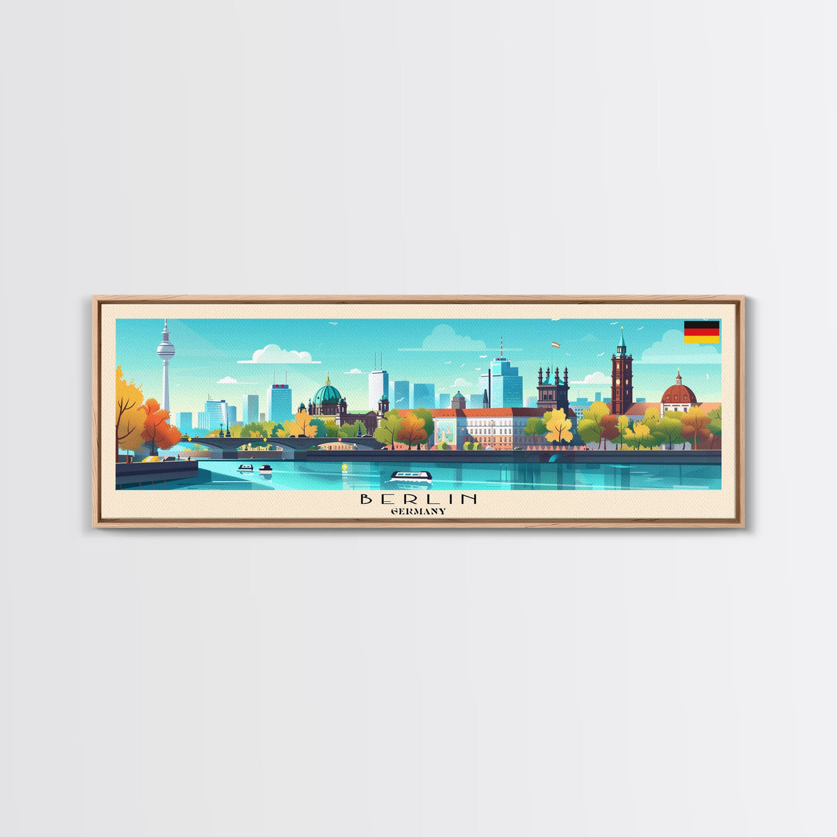 Berlin Germany Travel Print Wall Art, Panoramic City Art, Travel Art, Wall Decor, Vacation Gift, Framed Canvas Print Or Metal Art