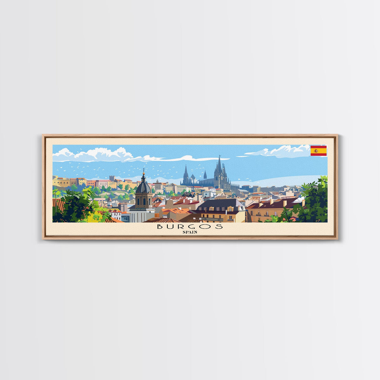 Burgos Spain Wall Art, Panoramic Travel Poster, Panoramic Framed Canvas Print, City Wall Art, Wall Hanging Home Decor, Travel Art