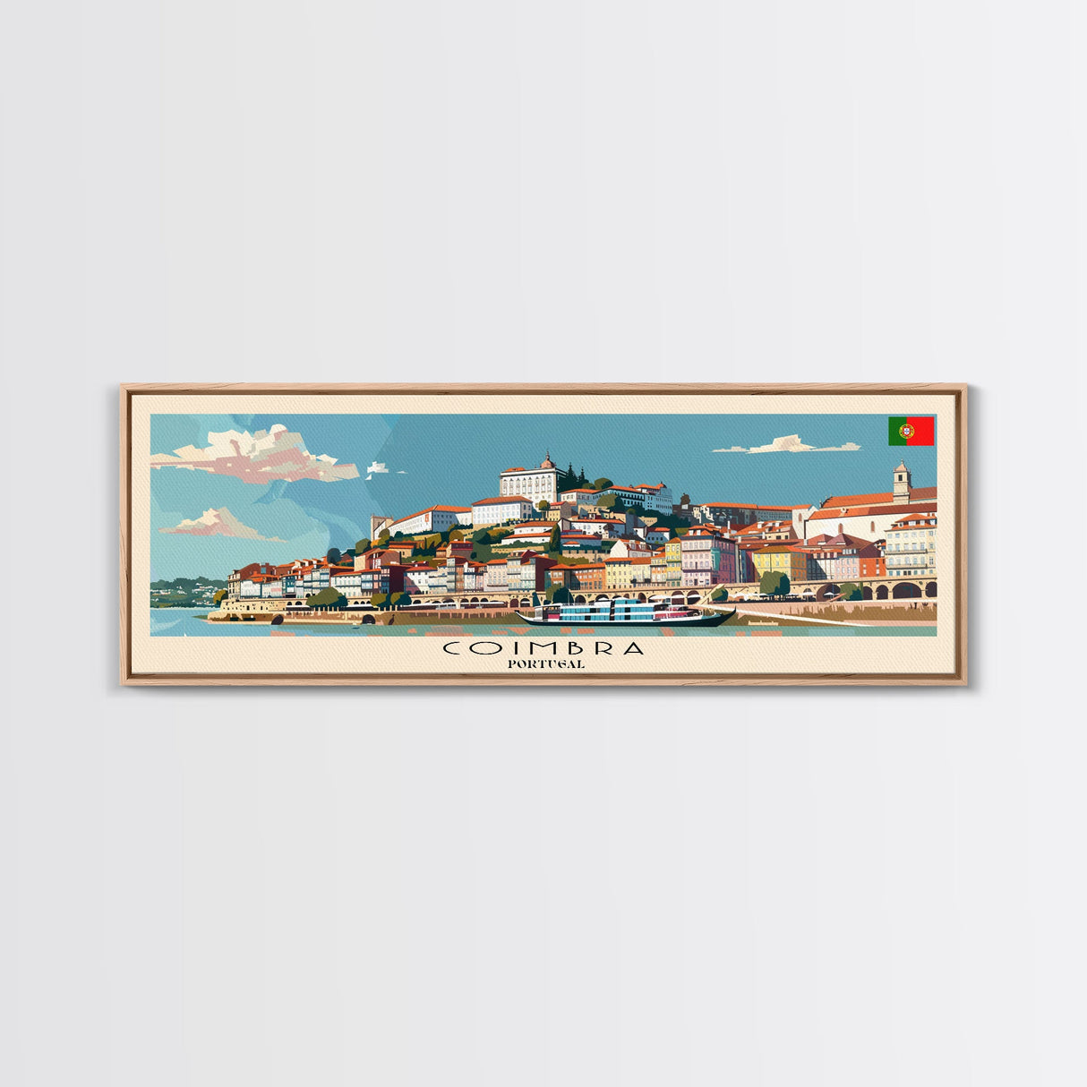 Coimbra Portugal Travel Art, City Art, Framed Canvas Print or Metal Wall Art, Europe Travel Poster, Panoramic Wall Art, Extra Wide Wall Art