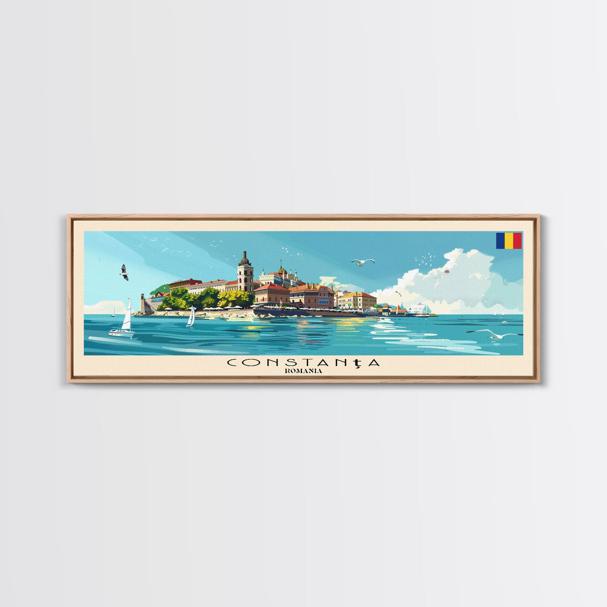 Constana Romania Wall Art, Panoramic Travel Poster, Panoramic Framed Canvas Print, City Wall Art, Wall Hanging Home Decor, Travel Art