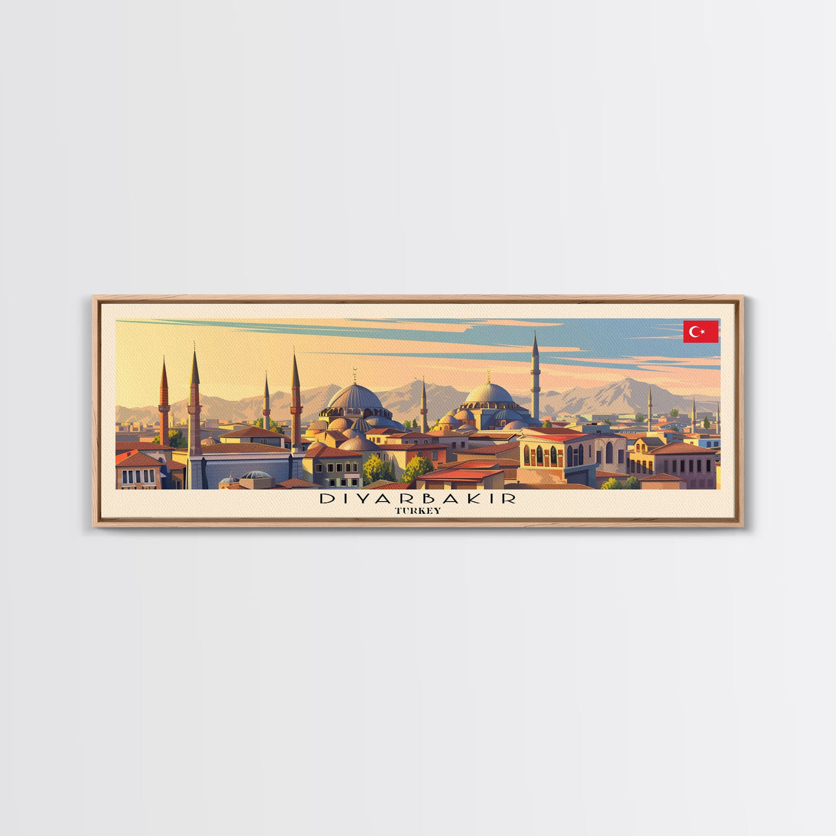 Diyarbakr Turkey Panoramic Travel Poster, Framed Canvas Print or Metal Wall Art, Travel Art, Home Decor, Panoramic Painting, Midcentury Art