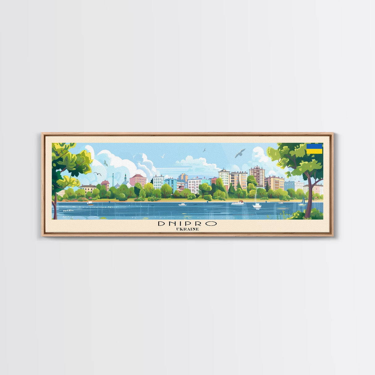 Dnipro Ukraine Wall Art, Panoramic Travel Poster, Panoramic Framed Canvas Print, City Wall Art, Wall Hanging Home Decor, Travel Art