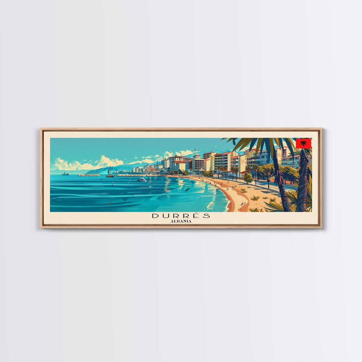 Durres Albania Travel Print Wall Art, Panoramic City Art, Travel Art, Wall Decor, Vacation Gift, Framed Canvas Print Or Metal Art