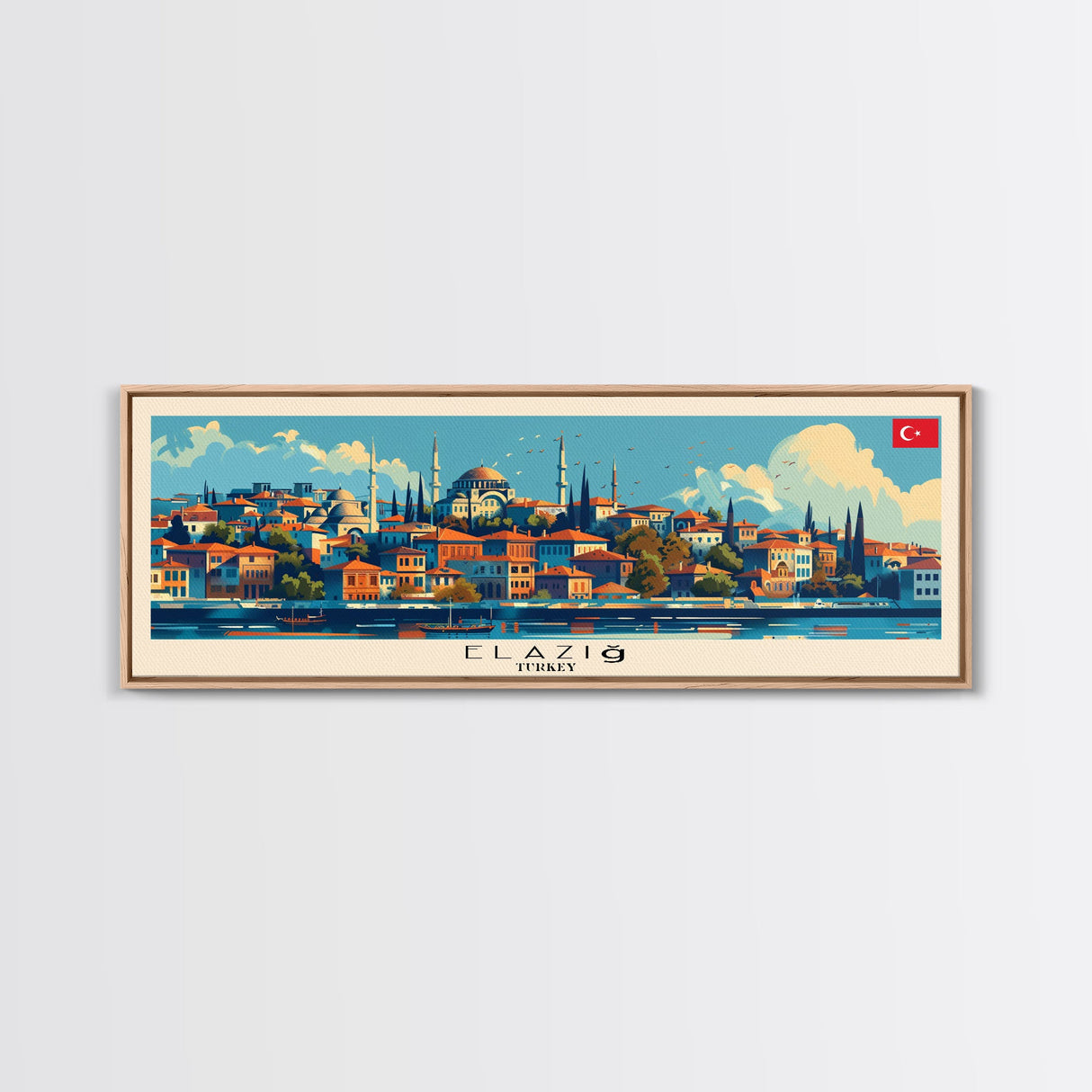 Elazig Turkey Wall Art, Panoramic Travel Poster, Panoramic Framed Canvas Print, City Wall Art, Wall Hanging Home Decor, Travel Art