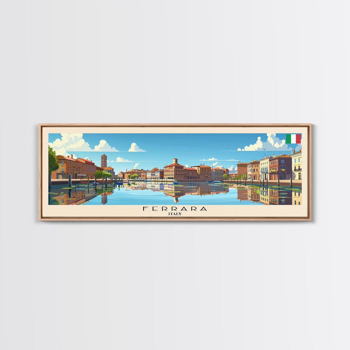 Ferrara Italy Travel Art, City Art, Framed Canvas Print or Metal Wall Art, Europe Travel Poster, Panoramic Wall Art, Extra Wide Wall Art