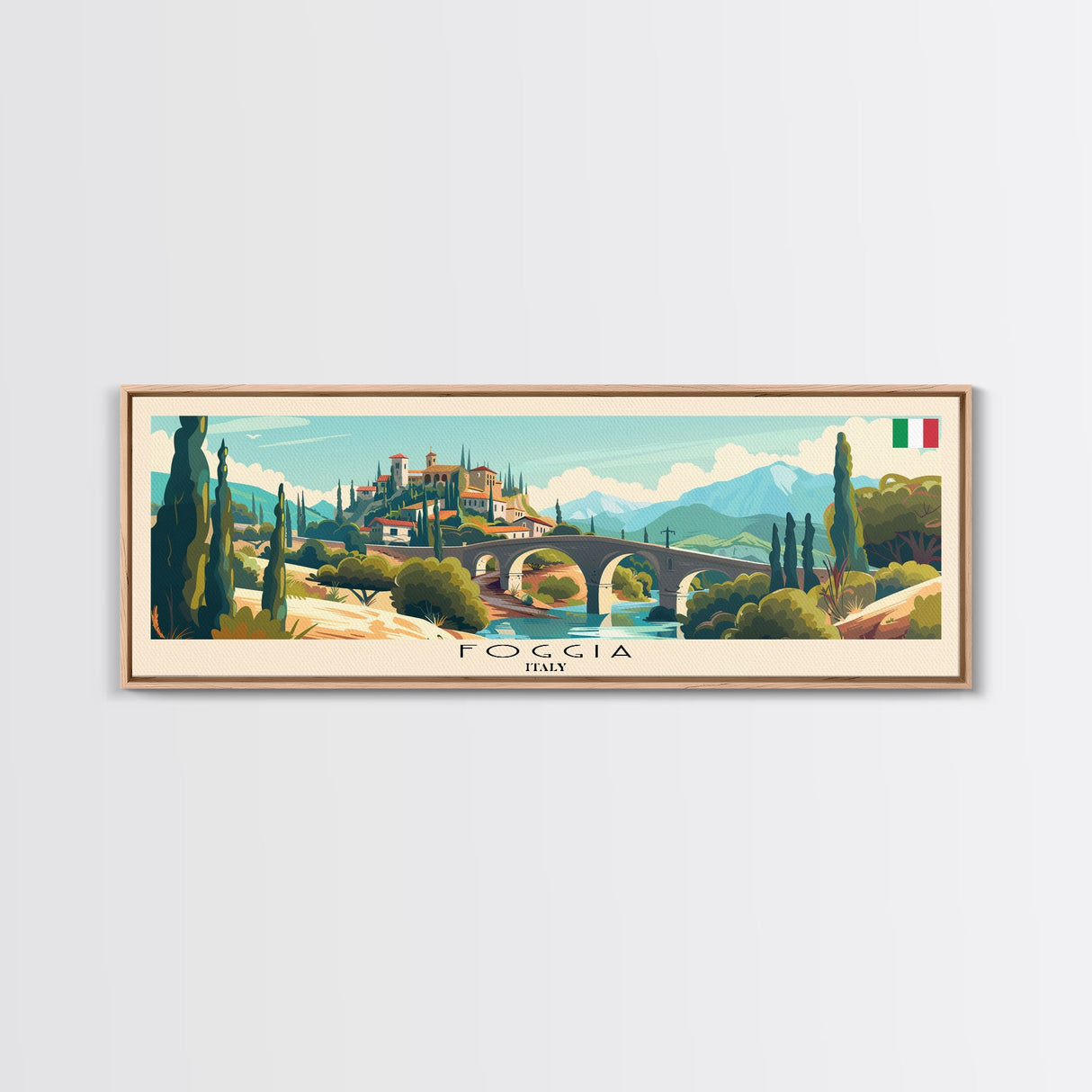 Foggia Italy Wall Art, Panoramic Travel Poster, Panoramic Framed Canvas Print, City Wall Art, Wall Hanging Home Decor, Travel Art