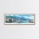 Genoa Italy Travel Art, City Art, Framed Canvas Print or Metal Wall Art, Europe Travel Poster, Panoramic Wall Art, Extra Wide Wall Art