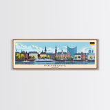 Hamburg Germany Travel Print Wall Art, Panoramic City Art, Travel Art, Wall Decor, Vacation Gift, Framed Canvas Print Or Metal Art