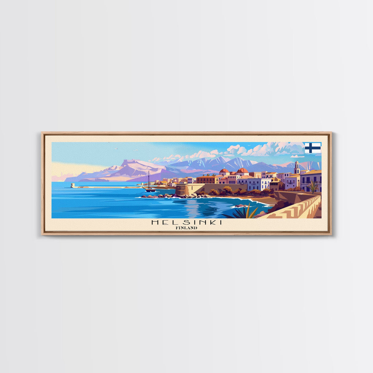 Helsinki Finland Travel Art, City Art, Framed Canvas Print or Metal Wall Art, Europe Travel Poster, Panoramic Wall Art, Extra Wide Wall Art