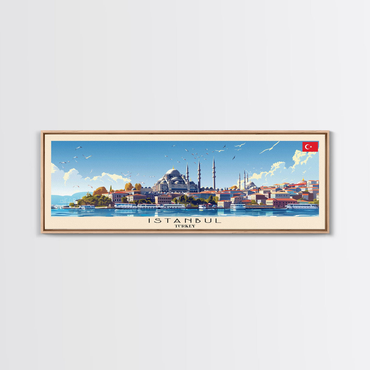 Istanbul Turkey Travel Print Wall Art, Panoramic City Art, Travel Art, Wall Decor, Vacation Gift, Framed Canvas Print Or Metal Art