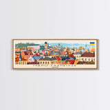 Ivano Frankivsk Travel Art, City Art, Framed Canvas Print or Metal Wall Art, Europe Travel Poster, Panoramic Wall Art, Extra Wide Wall Art