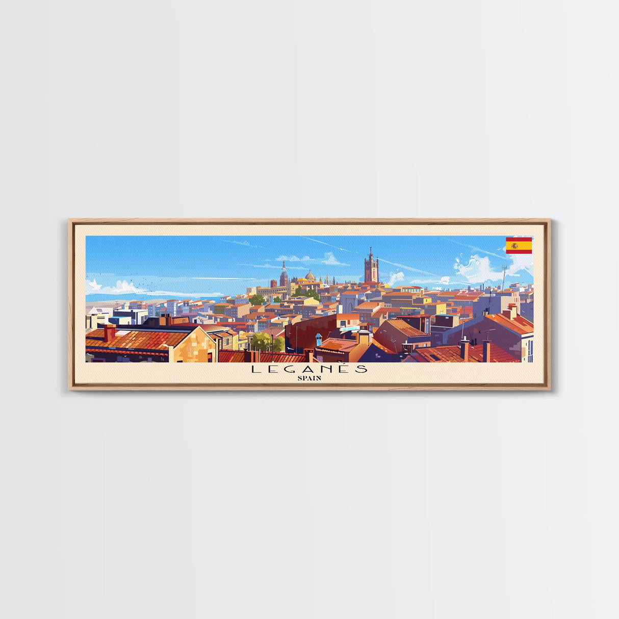 Leganes Spain Travel Print Wall Art, Panoramic City Art, Travel Art, Wall Decor, Vacation Gift, Framed Canvas Print Or Metal Art