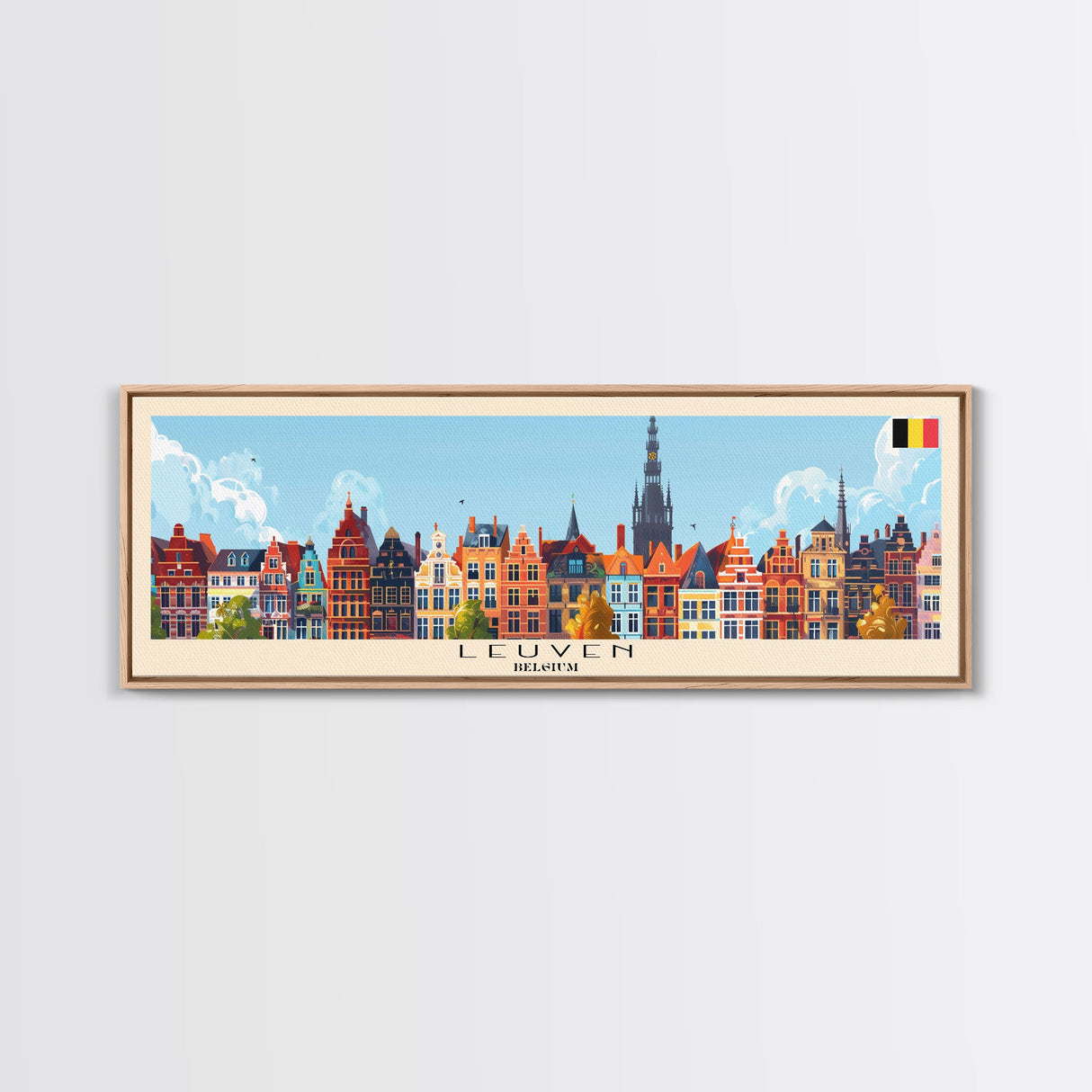 Leuven Belgium Travel Print Wall Art, Panoramic City Art, Travel Art, Wall Decor, Vacation Gift, Framed Canvas Print Or Metal Art